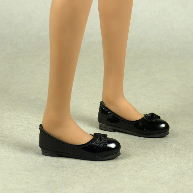 Nouveau Toys 1/6 Scale Female Black Mary Jane Flat Shoes with Bow